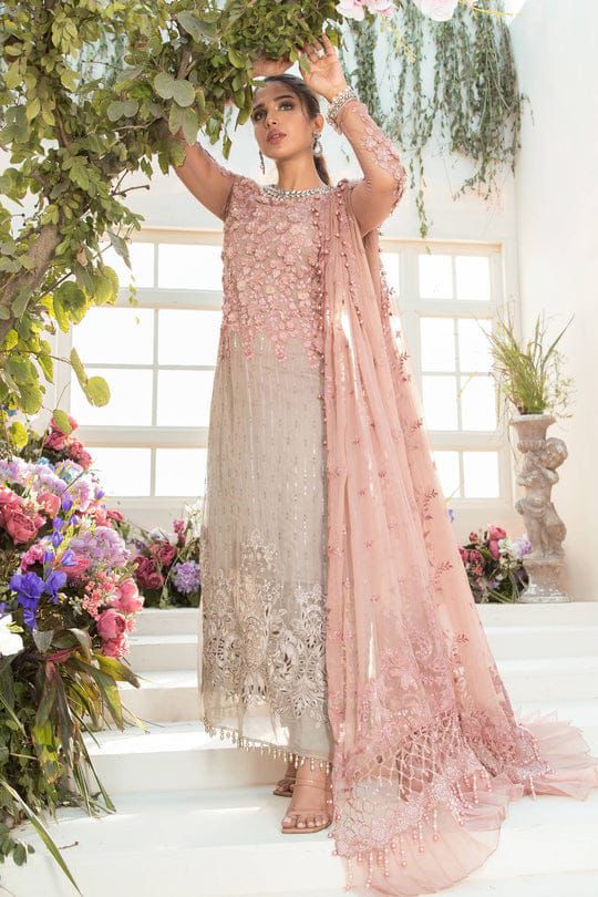 Chiffon Embroidered & 3D Working Luxury Unstitched 3PC