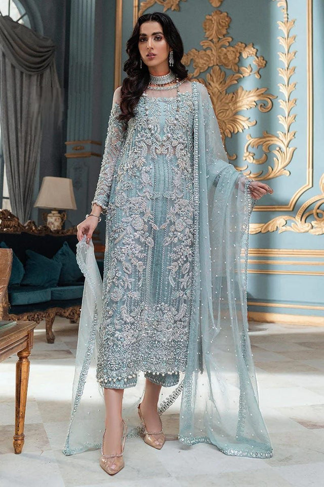 Net Embroidered & Sequence Luxury Unstitched 3PC