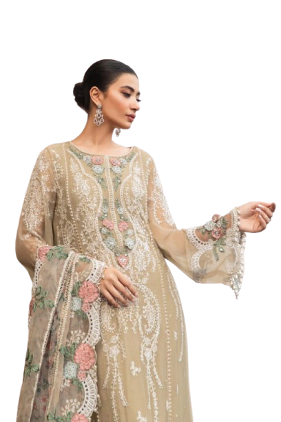 Chiffon Embroidered Hand Embellishment Luxury Unstitched 3PC