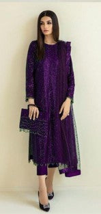 Brand Chiffon Embroidered & Sequence Luxury Formal Unstitched 3PC