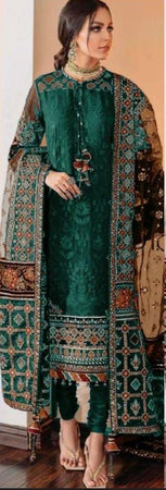 Organza Embroidered Sequence Luxury Wedding Unstitched 3PC