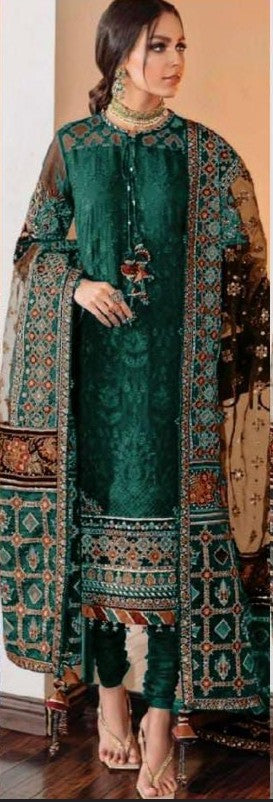 Organza Embroidered Sequence Luxury Wedding Unstitched 3PC