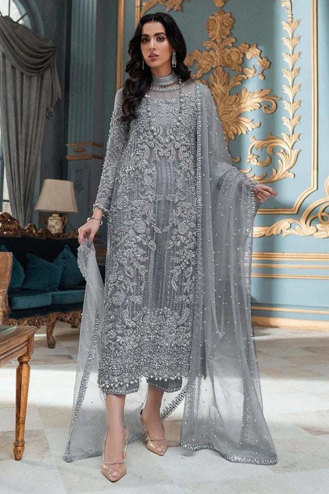 Net Embroidered & Sequence Luxury Unstitched 3PC