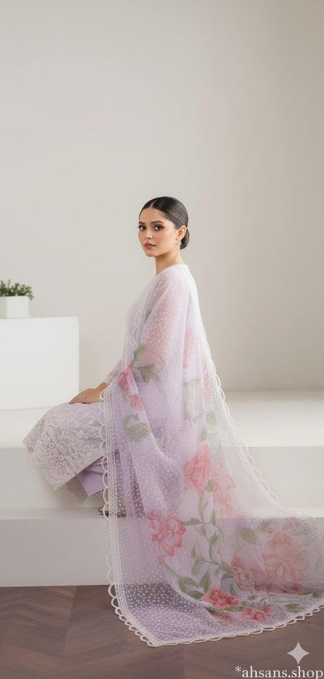 Organza Embroidered Sequence unstitched 3pc