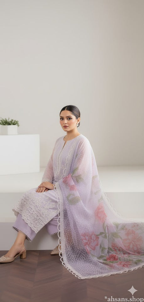 Organza Embroidered Sequence unstitched 3pc