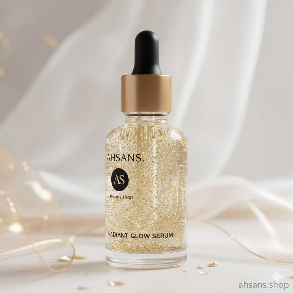 AHSANS. RADIANT GLOW SERUM: Shimmering Gold Face & Body Oil | Non-Sticky, Zero Side Effects.