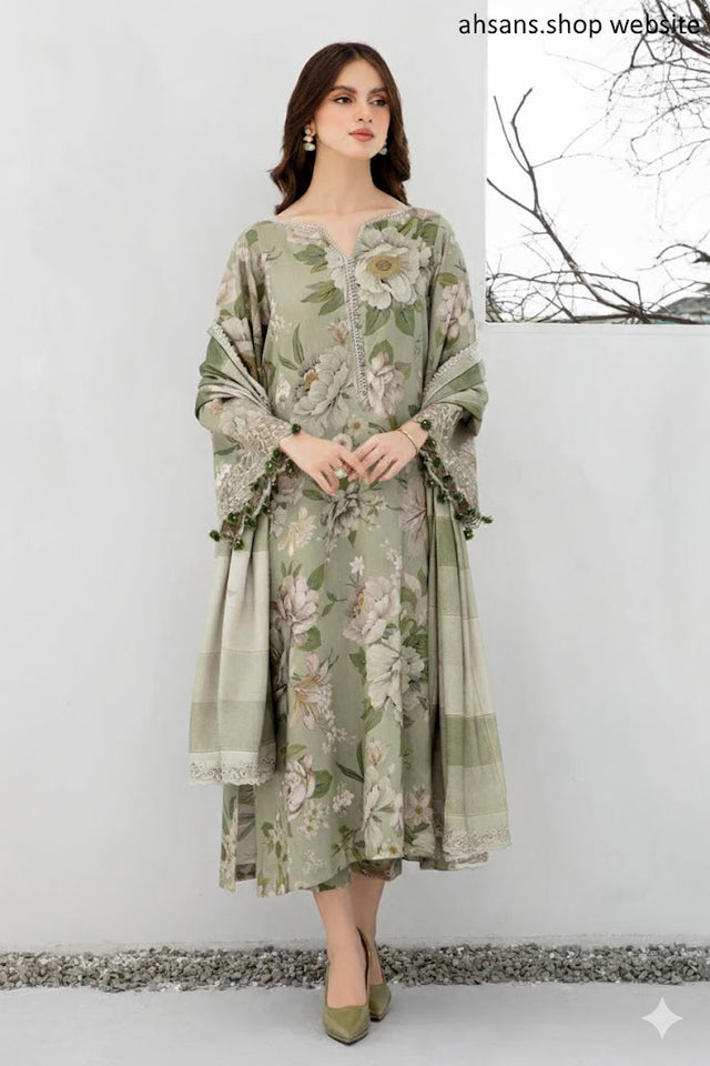 Karandi All Over Printed Unstitched 3-Piece Suit- Sale offer