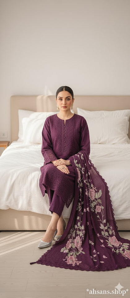 Organza Embroidered Sequence unstitched 3pc