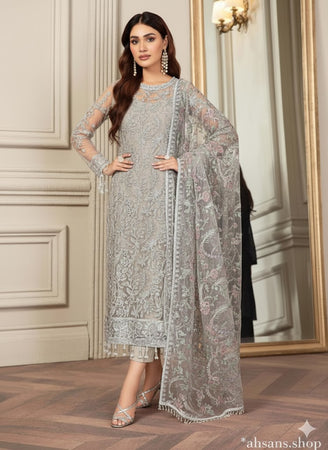 Net Embroidered Hand Embellished Luxury Unstitched 3pc