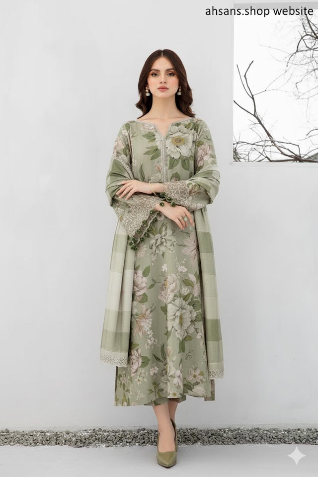 Karandi All Over Printed Unstitched 3-Piece Suit- Sale offer