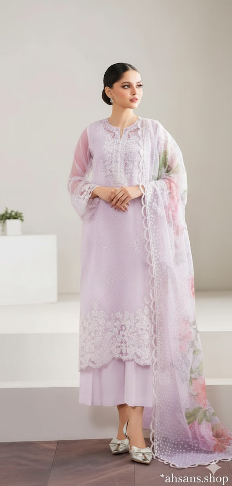 Organza Embroidered Sequence unstitched 3pc